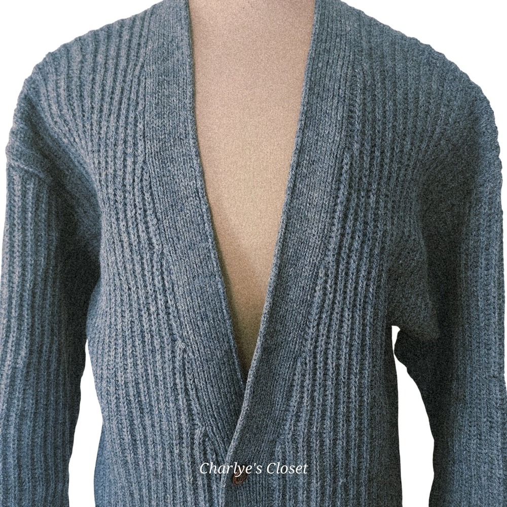 Vtg J.Crew Shetland Wool Shawl Collar Cardigan L Preppy Heritage Quiet Luxury